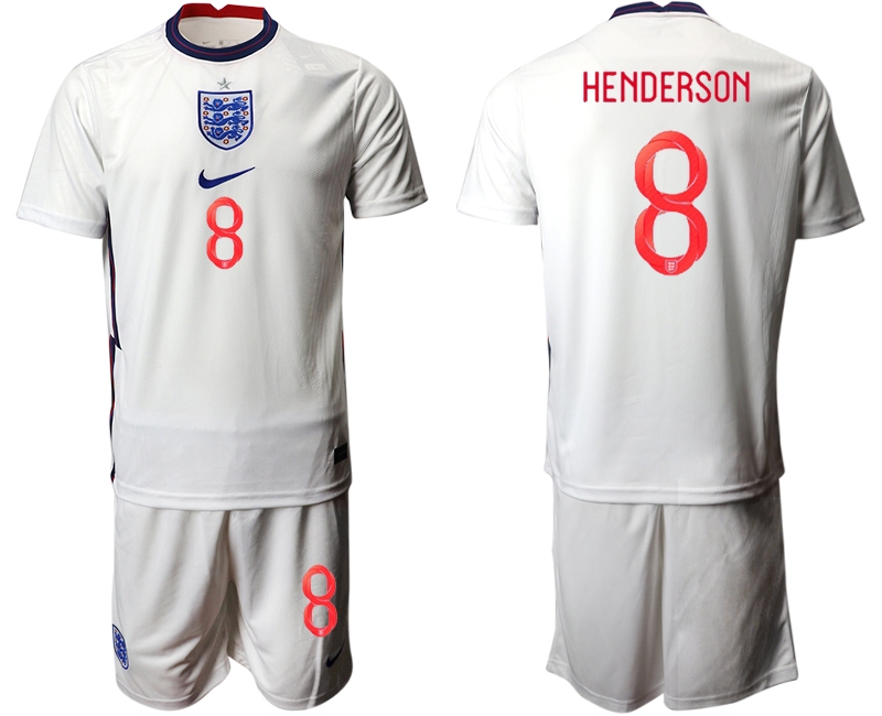 Men 2021 European Cup England home white #8 Soccer Jersey
